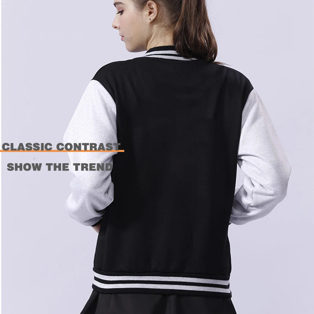 Black White Solid Color Jacket Loose Oversized Clothes Casual Men Baseball